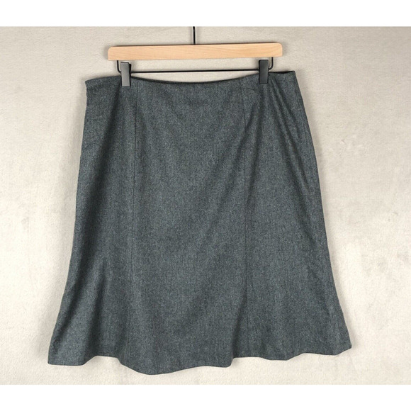 BROOKS BROTHERS Wool Skirt Sz 14 Gray Lined Zip Woven in Italy Career‎ Classic - Picture 2 of 9